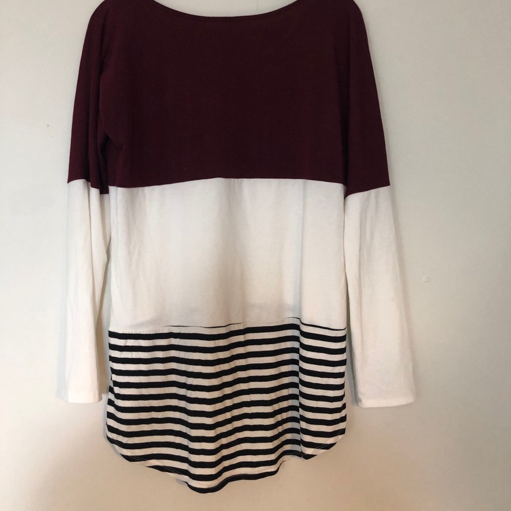 Long sleeve color-block t-shirt